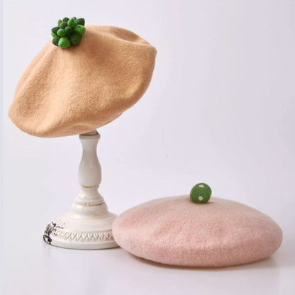 succulent wool felt beret