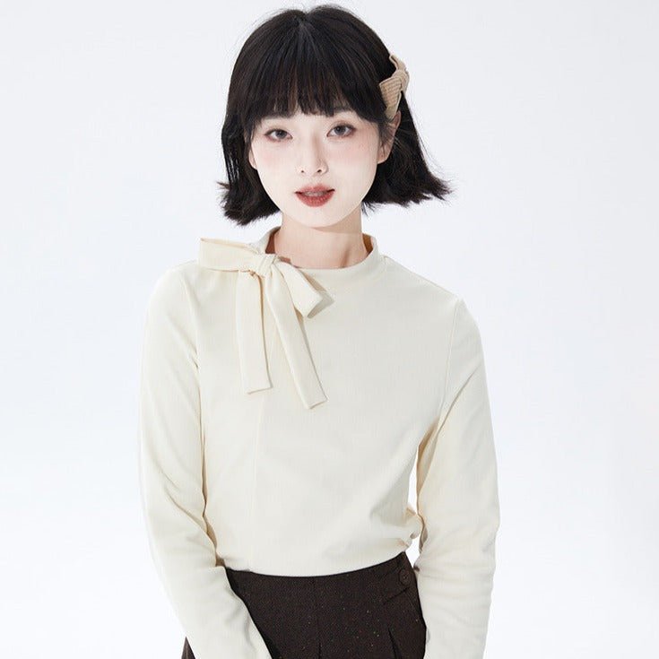 Beige small turtleneck sweater velvet long-sleeved bottoming top