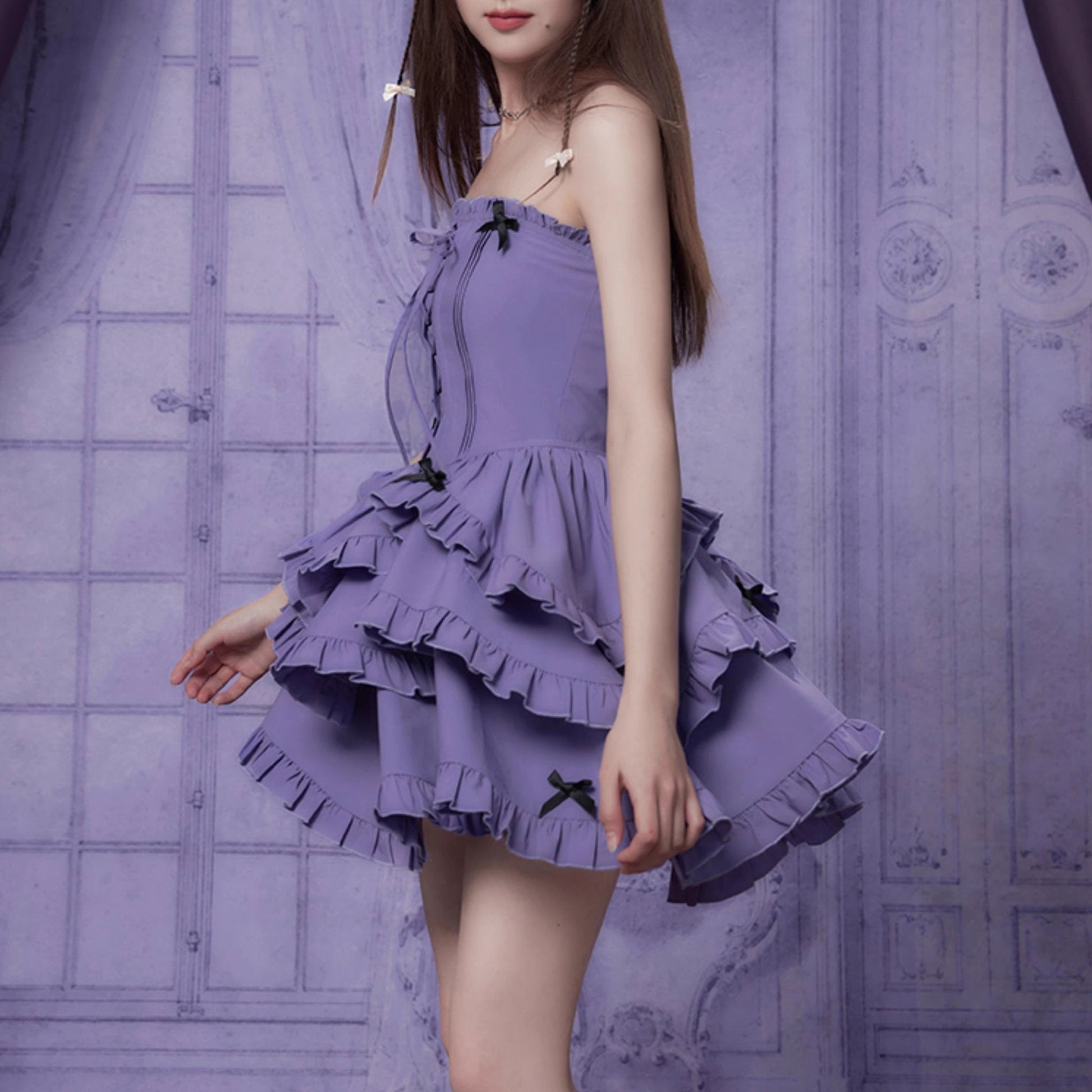The black and purple tube top slim dress remulia The black and purple tube top slim dress remulia