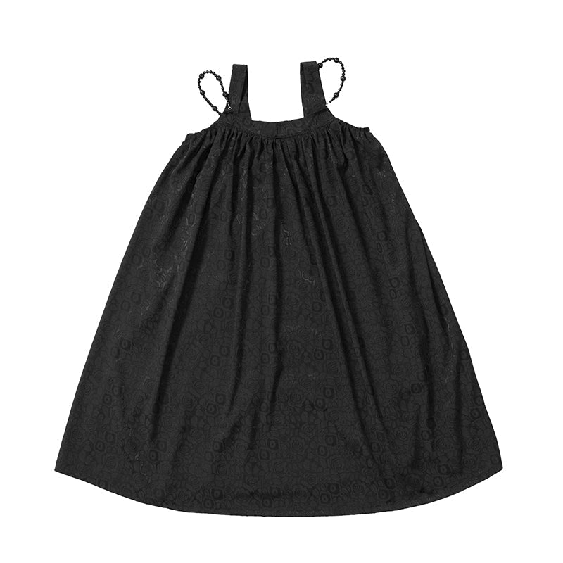 Black dark pattern jacquard camisole dress