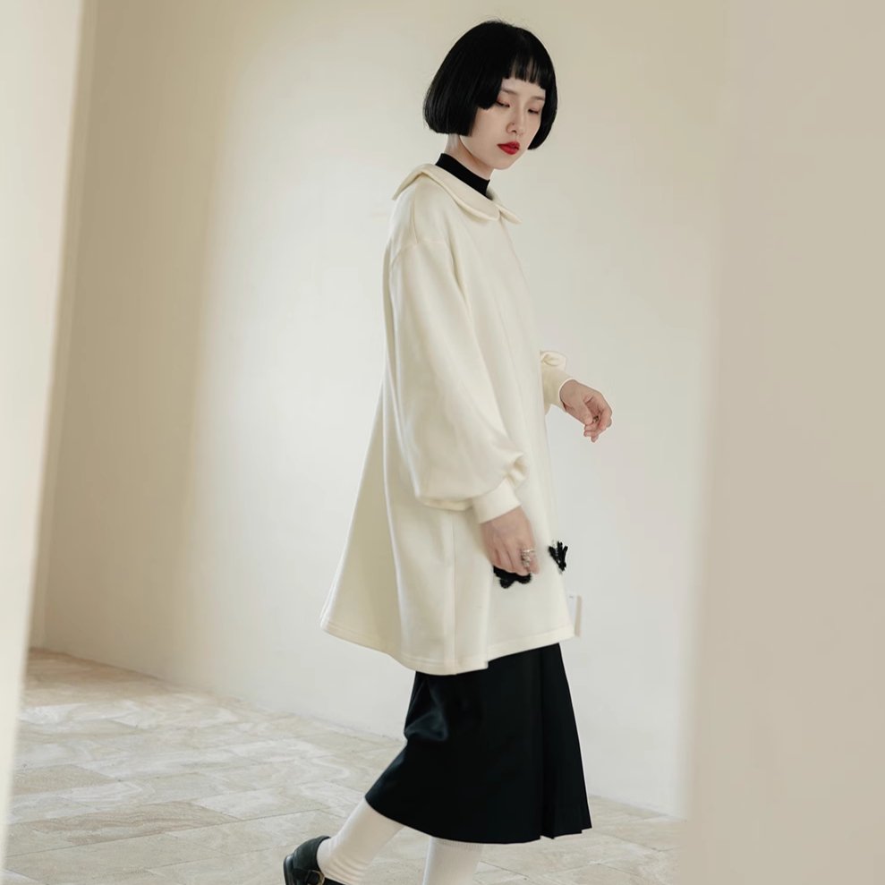 Butterfly Girl Doll Collar Sweatshirt Loose Skirt