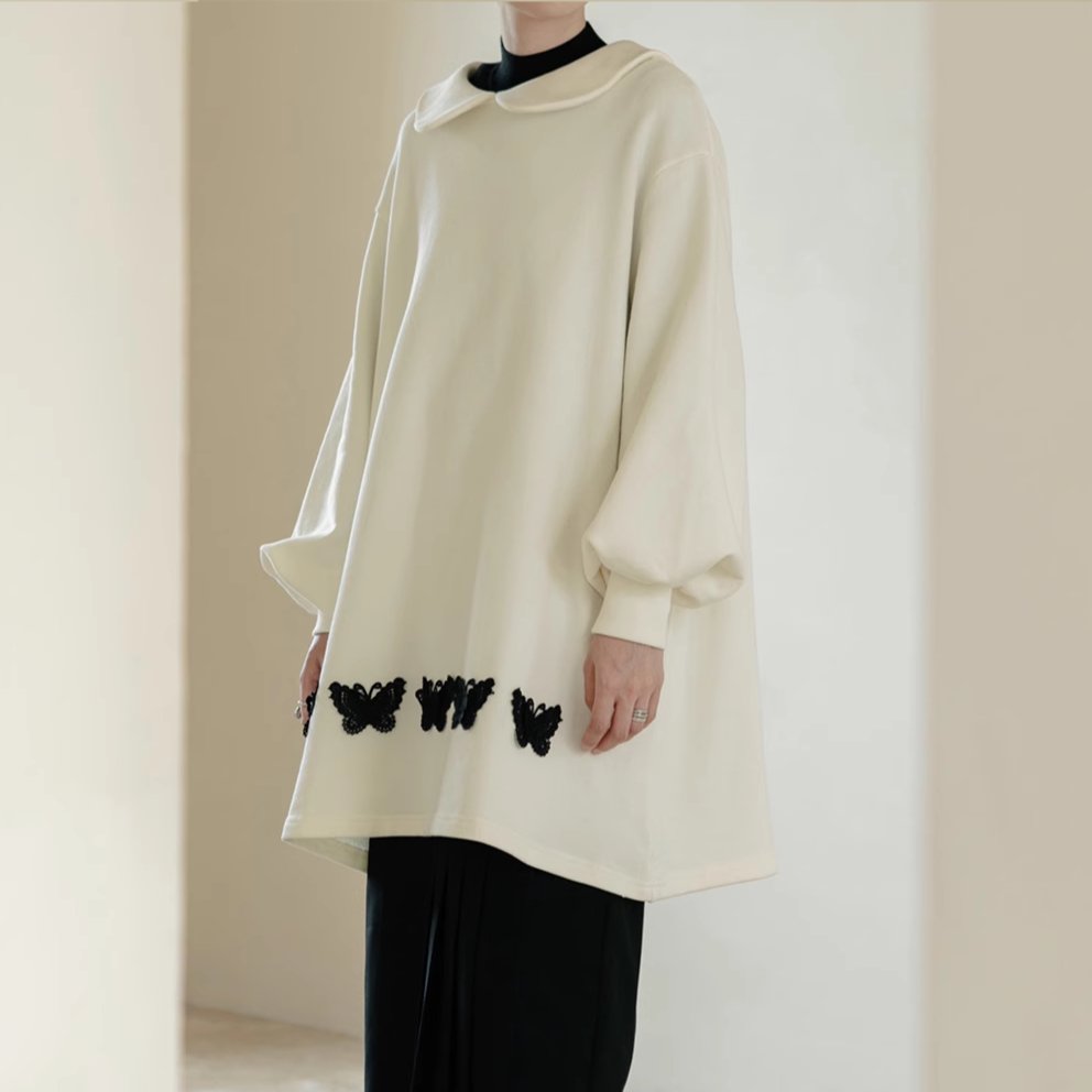 Butterfly Girl Doll Collar Sweatshirt Loose Skirt