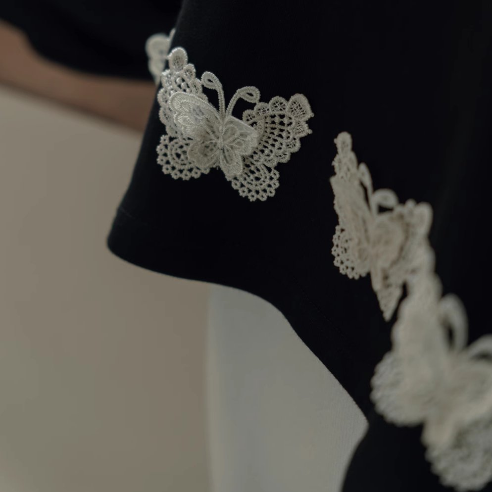 Butterfly Girl Doll Collar Sweatshirt Loose Skirt