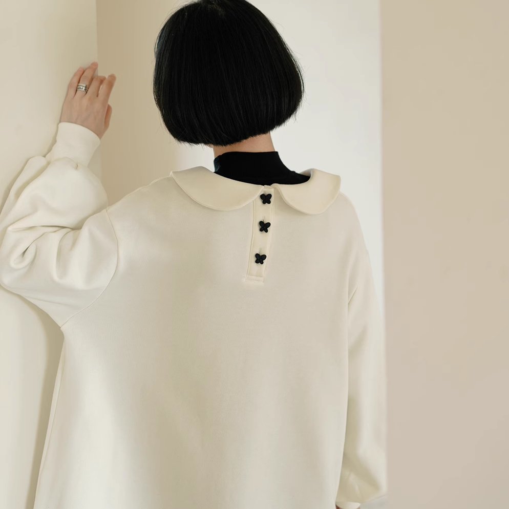 Butterfly Girl Doll Collar Sweatshirt Loose Skirt