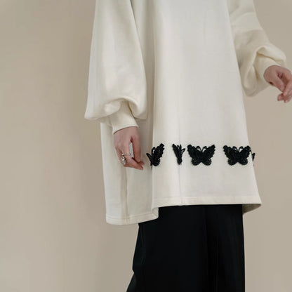 Butterfly Girl Doll Collar Sweatshirt Loose Skirt