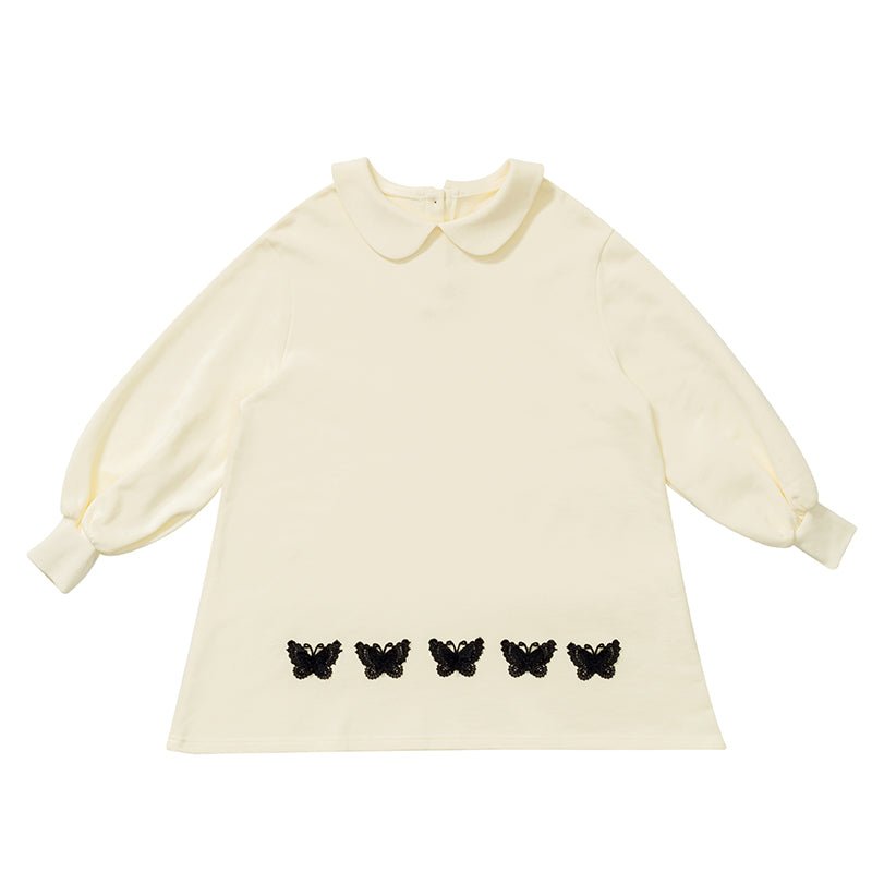 Butterfly Girl Doll Collar Sweatshirt Loose Skirt