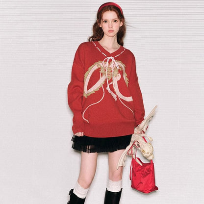 Dragon and Girl Red Dragon Sweater Knitwear