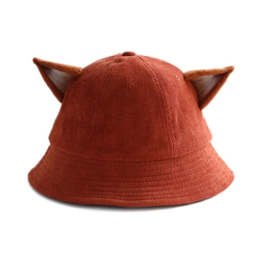 felt fox ears corduroy bucket hat 