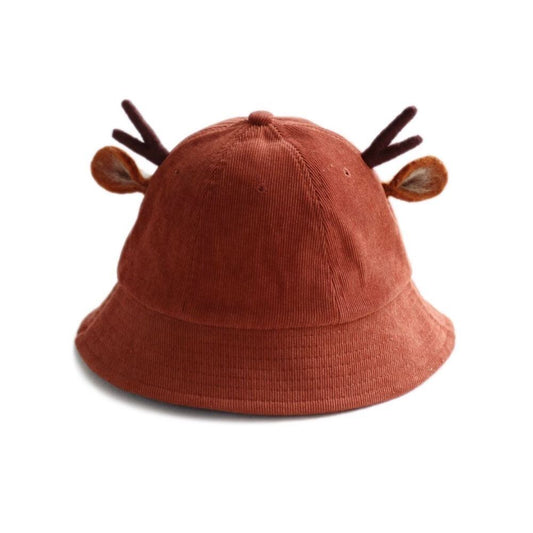 Felt bambi horn and ears corduroy bucket hat 