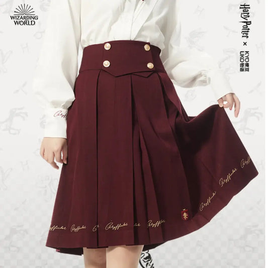 wizard school high-waisted long pleated skirt