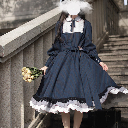 紺藍のお嬢様のクラシカルワンピース