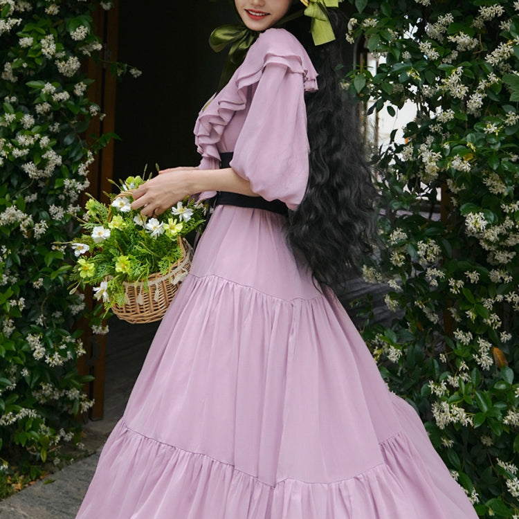 霧紫のお嬢様のロングワンピース