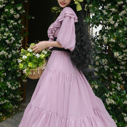 霧紫のお嬢様のロングワンピース