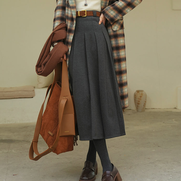 文学令嬢のロングプリーツスカート - Gray