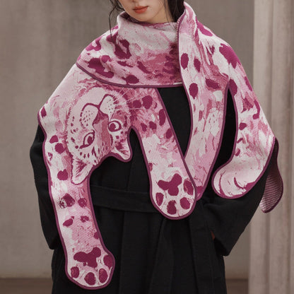 豹の挿絵ニットストール