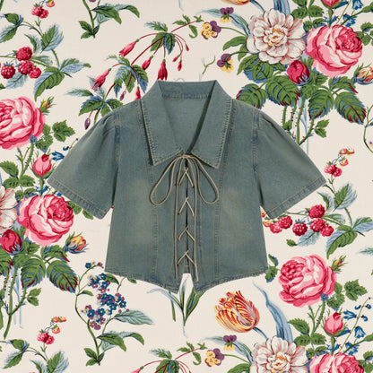 ウォッシュドデニムショートシャツ