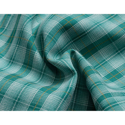 蜜柑の刺繍アシンメトリーシャツ - Green Check