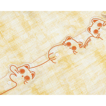 子猫の刺繍レトロチェックシャツ - Light Yellow