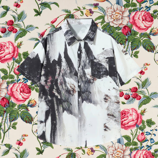水墨の抽象画アートシャツ