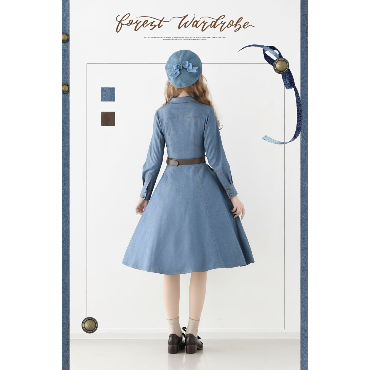 英国のお嬢様のデニムワンピース - Long Sleeves