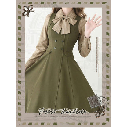 英国のお嬢様のブリティッシュジャンパースカート - Moss Green