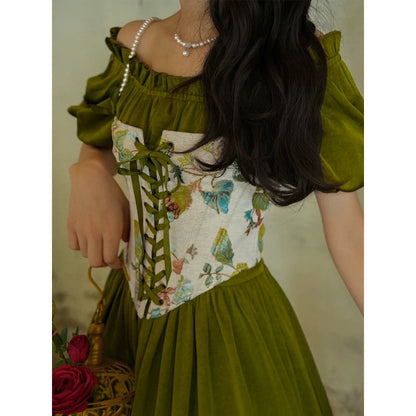 花鳥画の刺繍コルセット