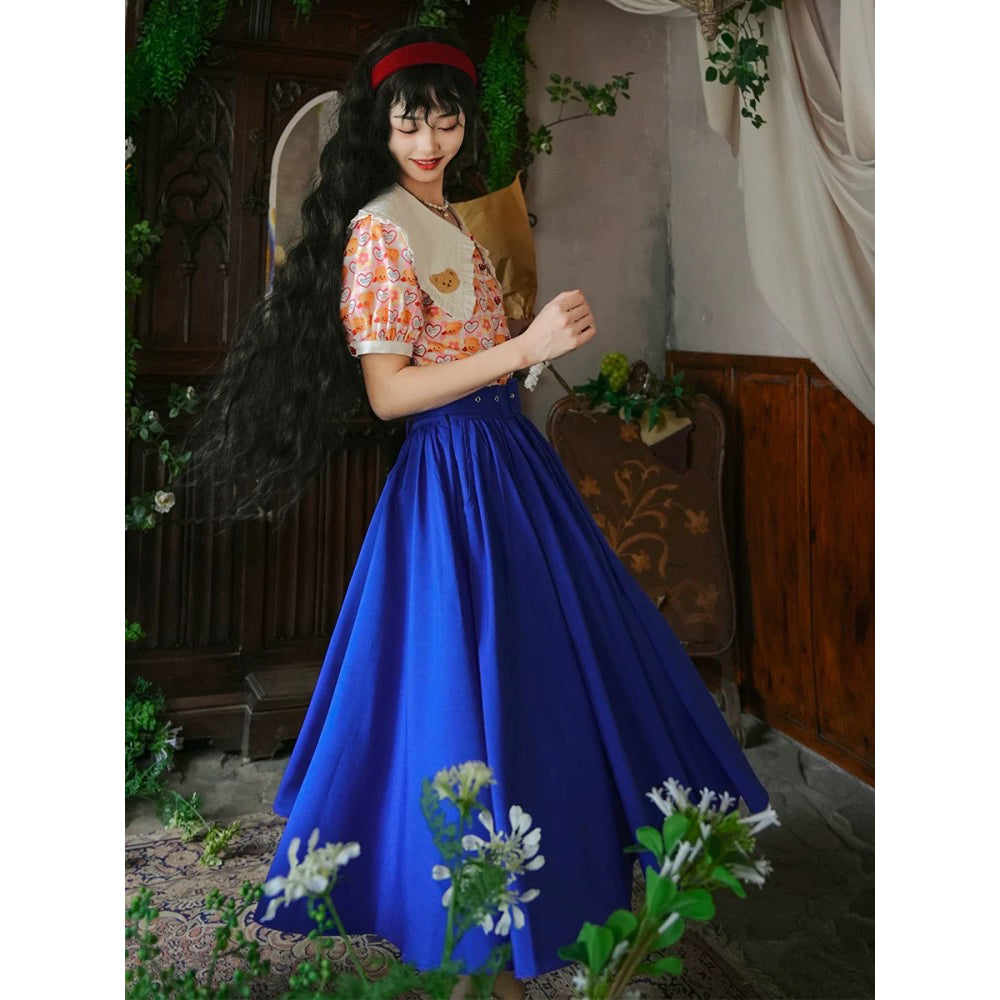 紺青の瑠璃色アンブレラスカート