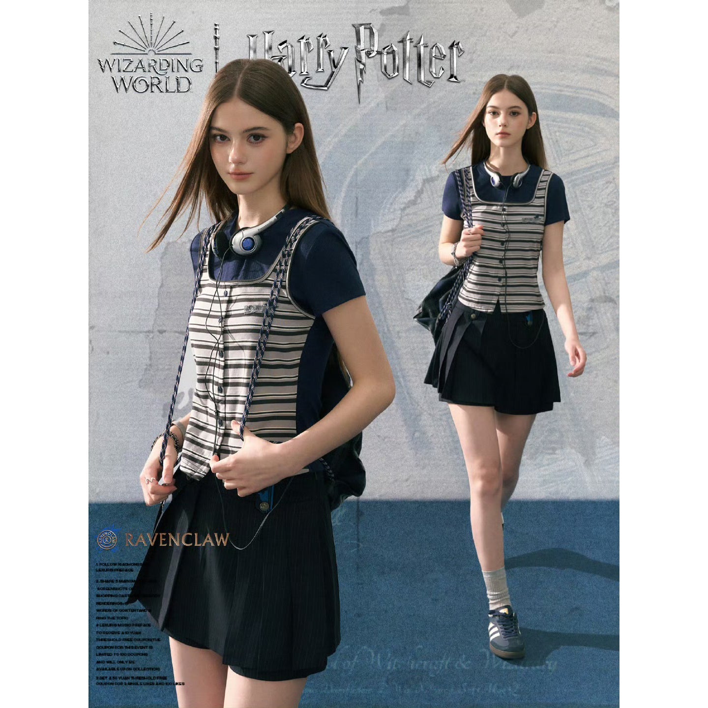 魔法学校のドッキングトップスとキュロットスカート