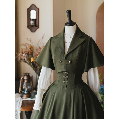 英国のお嬢様のボレロジャケット（モスグリーン）