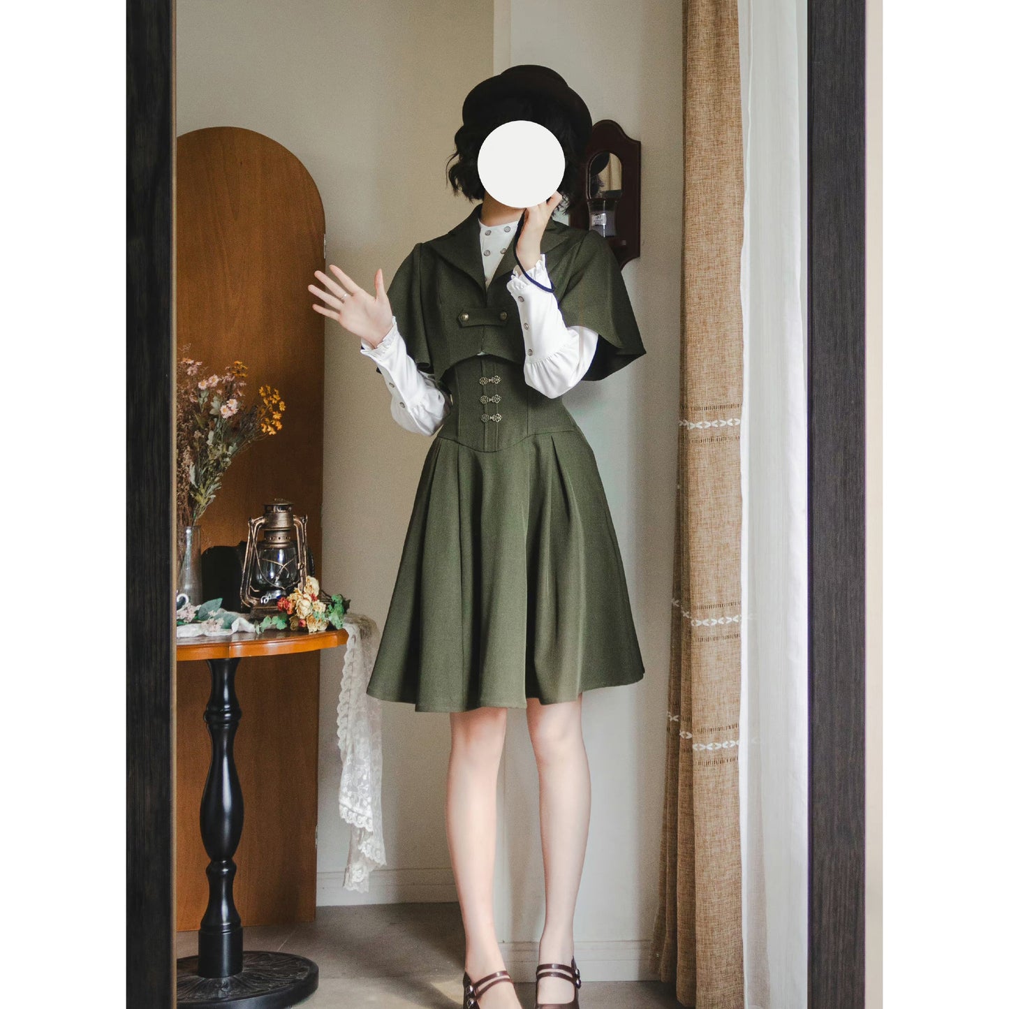 英国のお嬢様のボレロジャケット（モスグリーン）