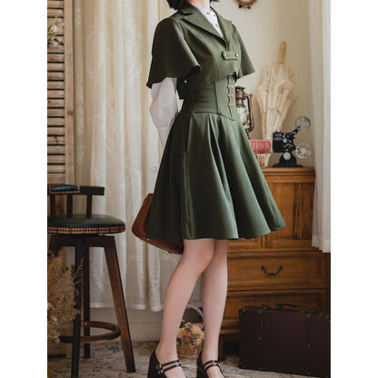 英国のお嬢様のボレロジャケット（モスグリーン）