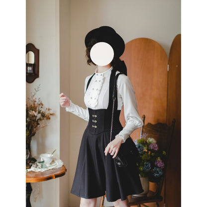 英国のお嬢様のクラシカルジャンパースカート - ショート丈（ブラック）