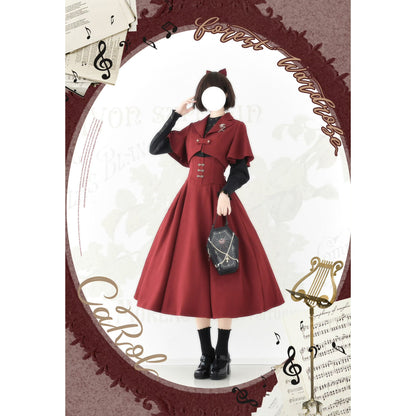 英国のお嬢様のクラシカルジャンパースカート - ロング丈（レッド）