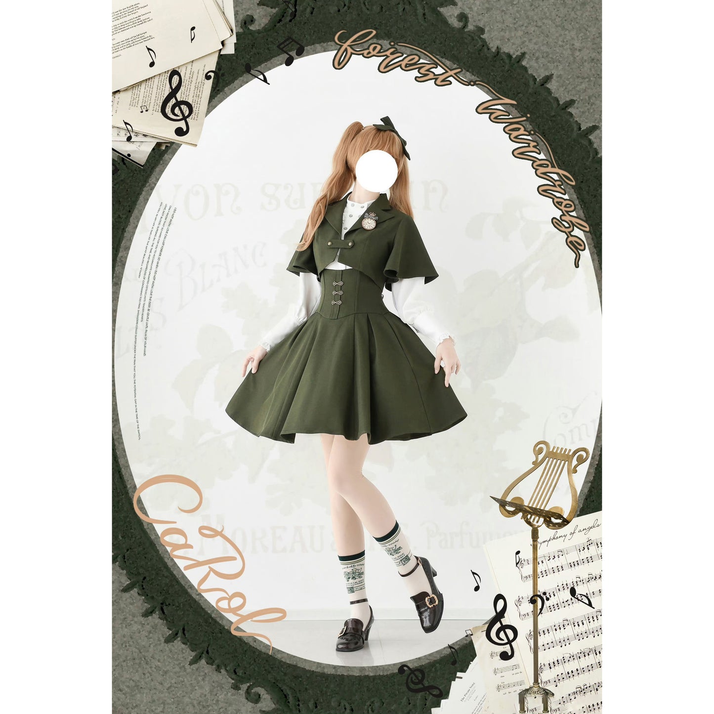 英国のお嬢様のボレロジャケット（モスグリーン）