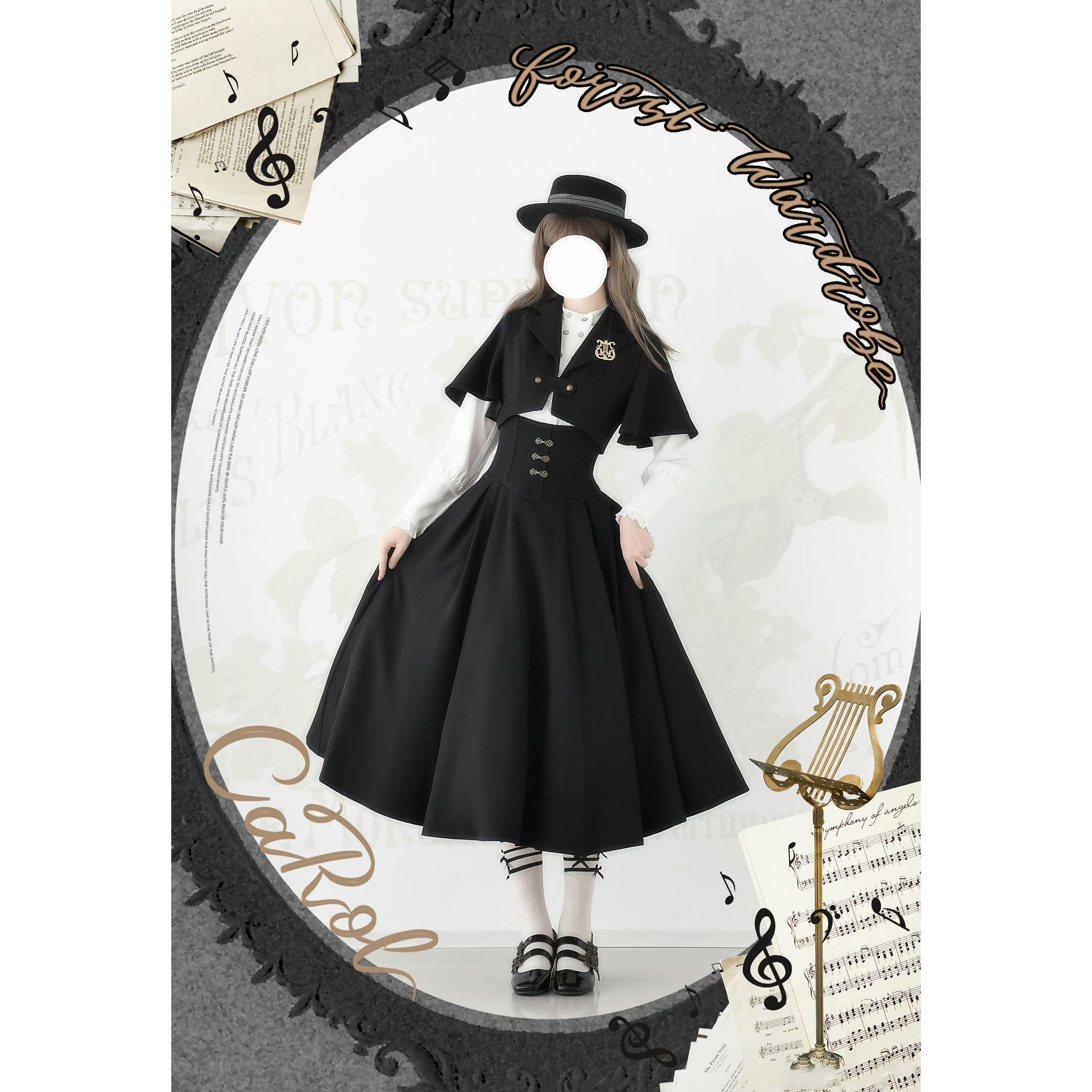 英国のお嬢様のボレロジャケット（ブラック）