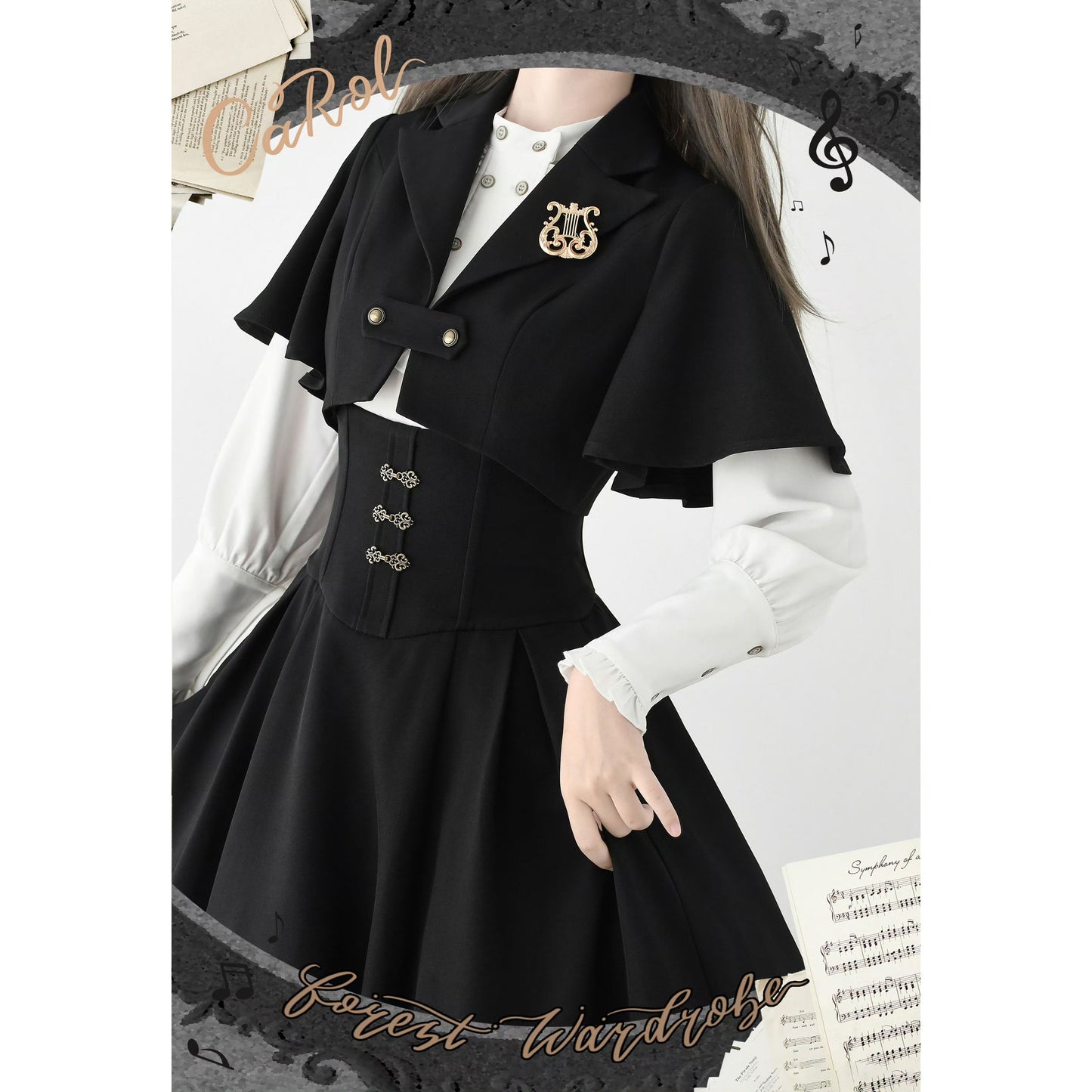 英国のお嬢様のボレロジャケット（ブラック）