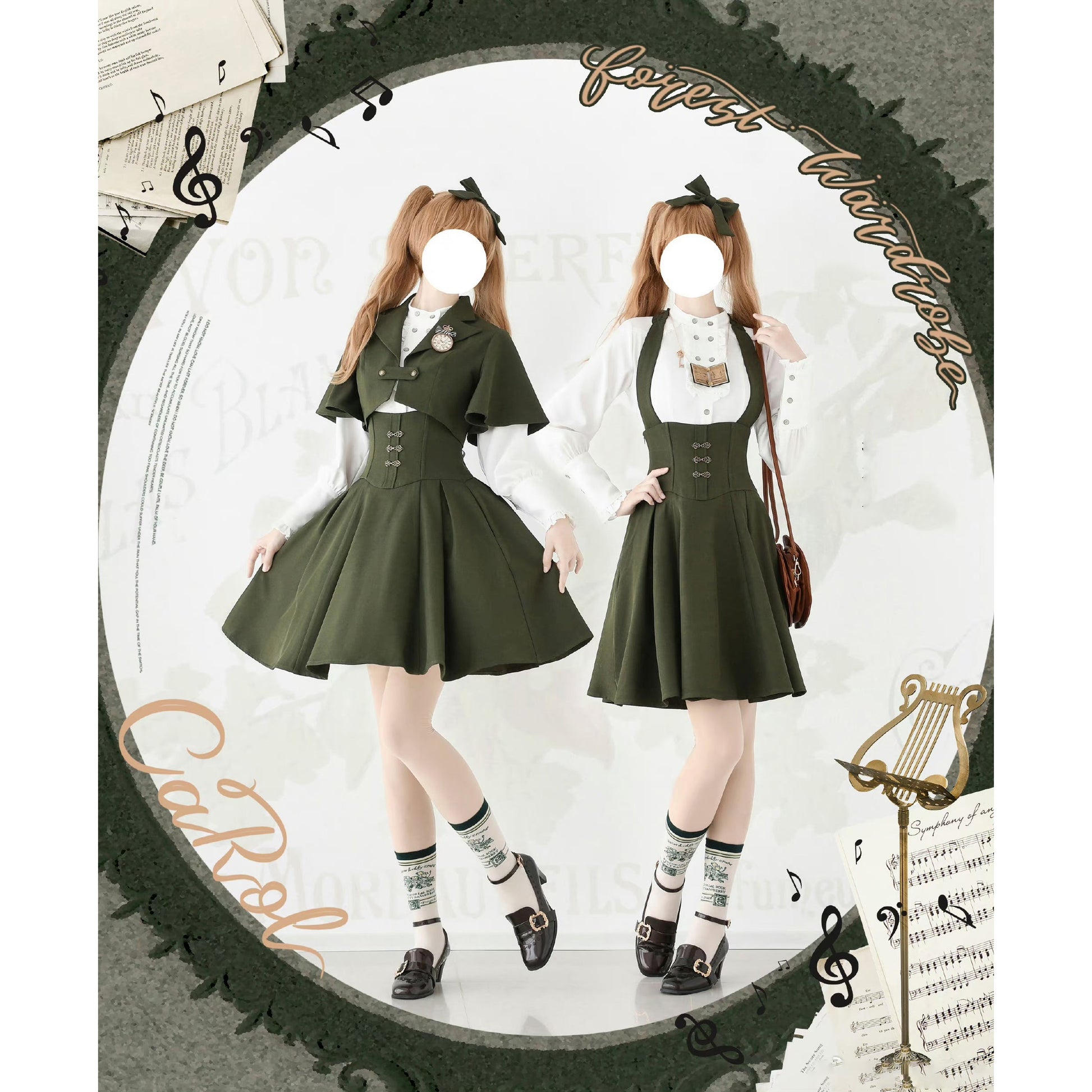 英国のお嬢様のボレロジャケット（モスグリーン）