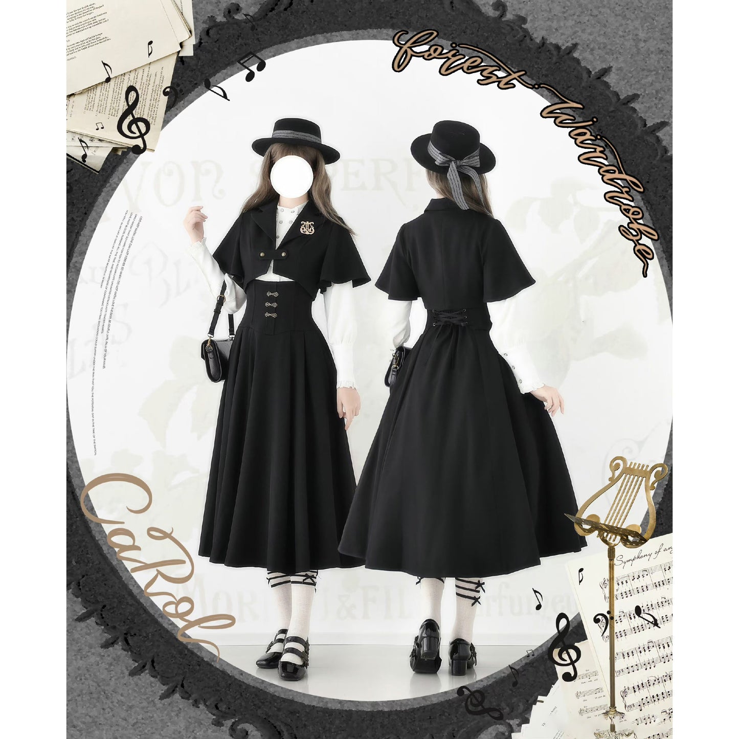 英国のお嬢様のボレロジャケット（ブラック）