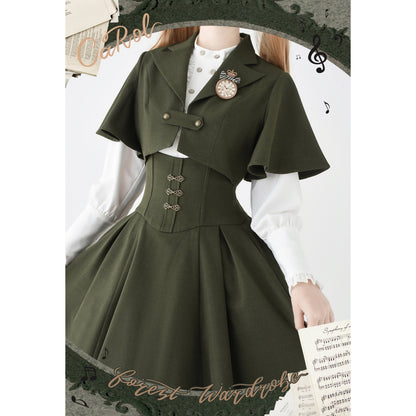 英国のお嬢様のボレロジャケット（モスグリーン）