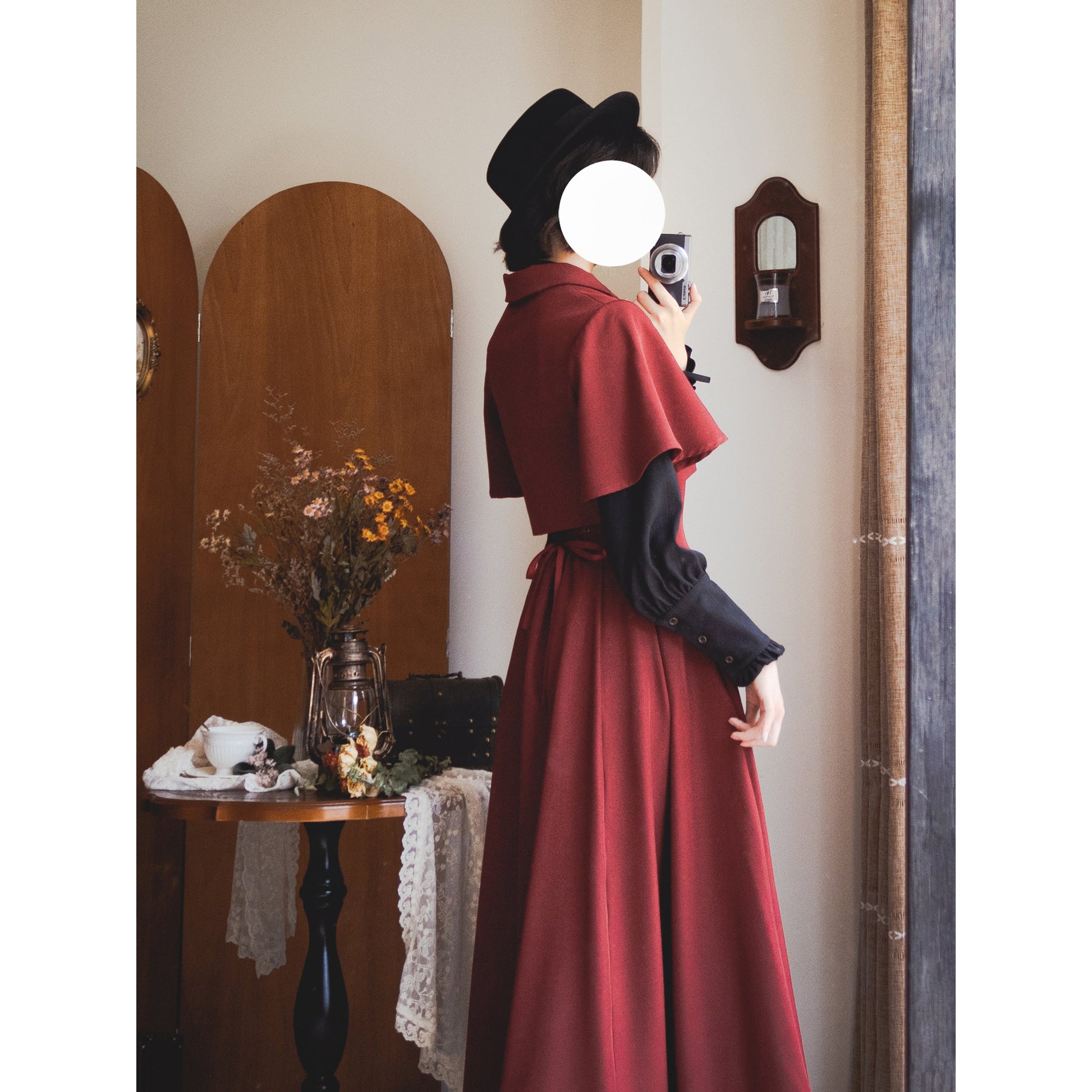 英国のお嬢様のクラシカルジャンパースカート - ロング丈（レッド）