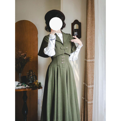 英国のお嬢様のボレロジャケット（モスグリーン）
