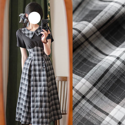 英国令嬢のレトロチェックワンピース - Black