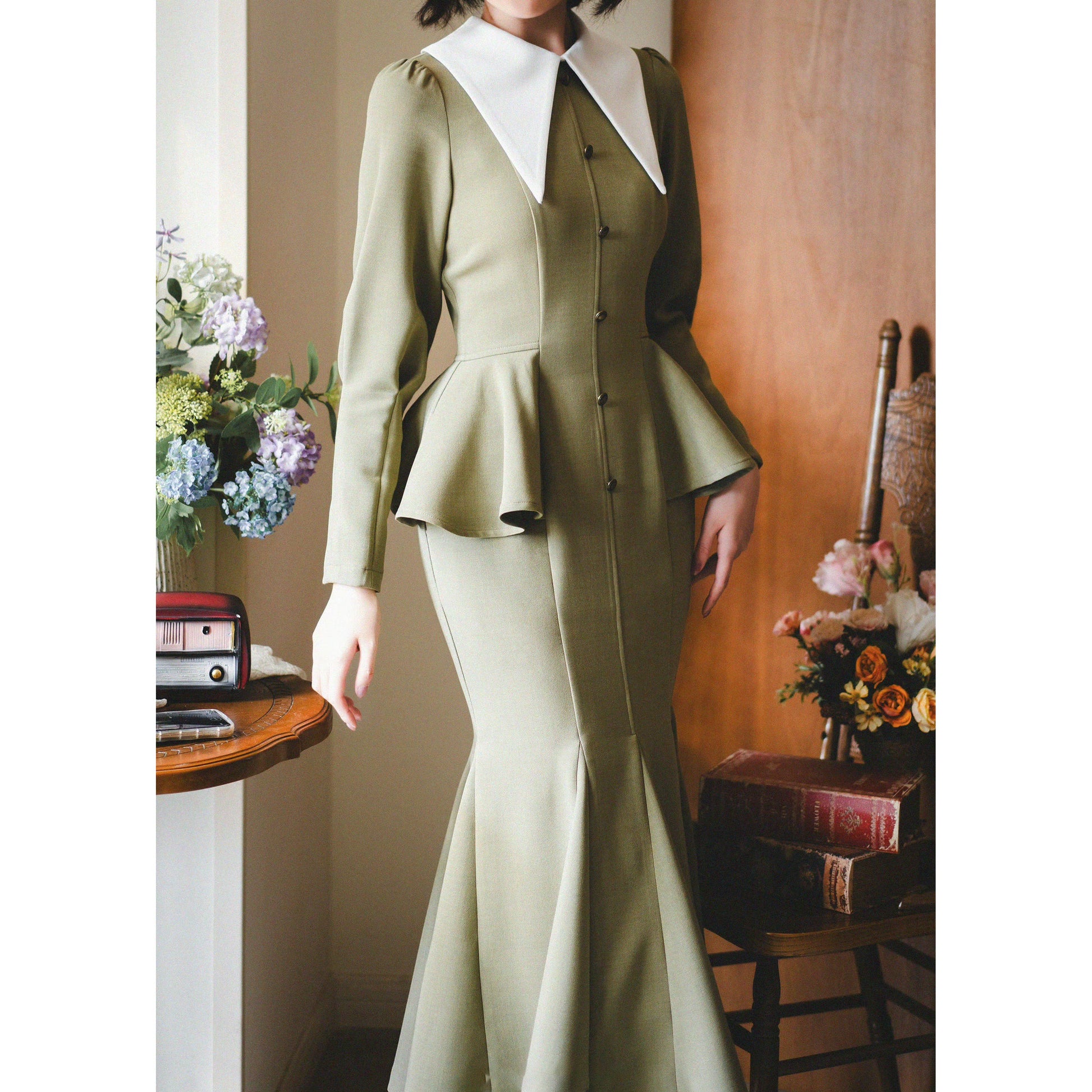 Silver Screen Actress Classic Moss Green Dress remulia Silver Screen Actress Classic Moss Green Dress remulia