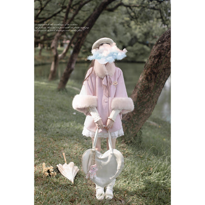 桜色のお嬢様のウールケープコート