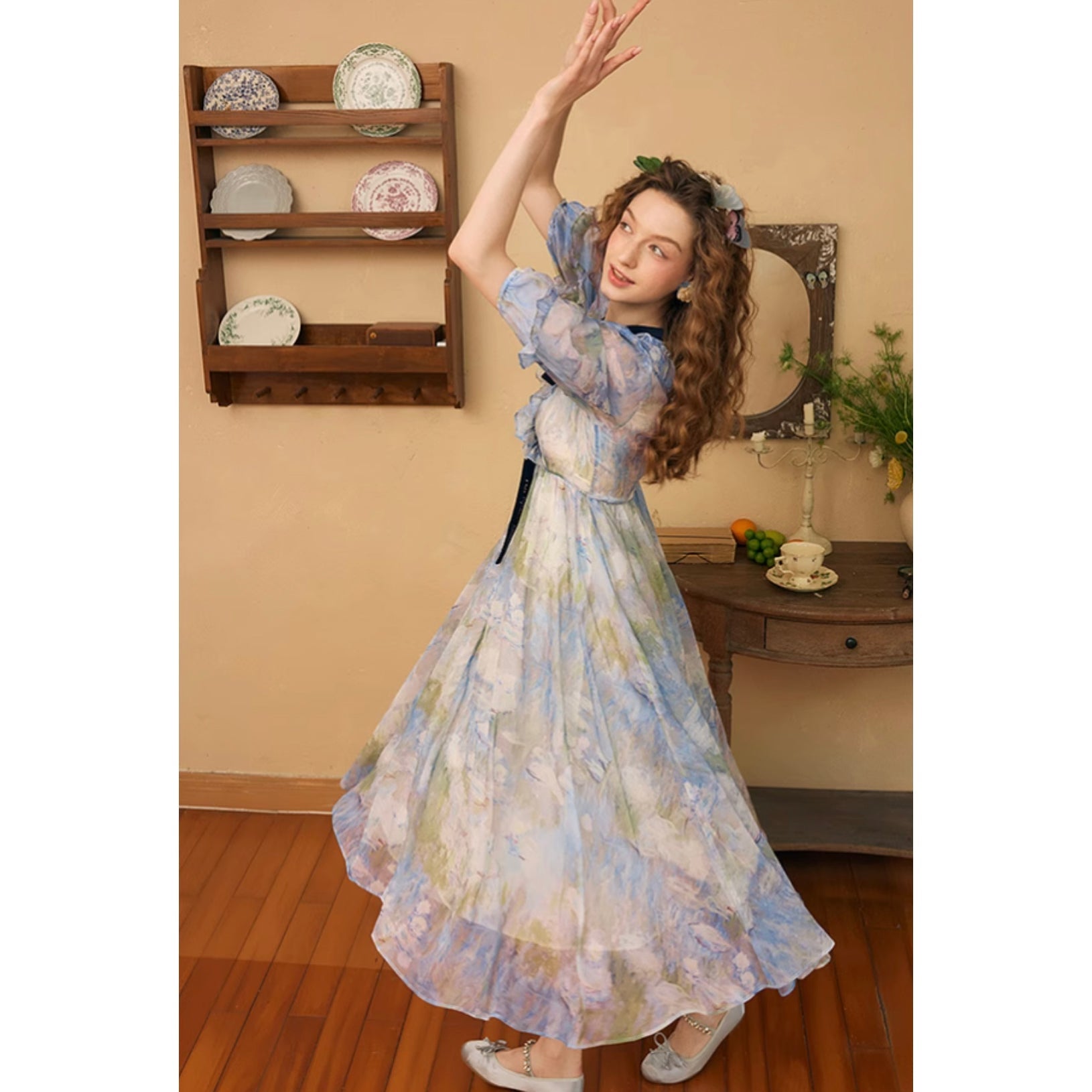 睡蓮の池の油彩画ワンピース – remulia