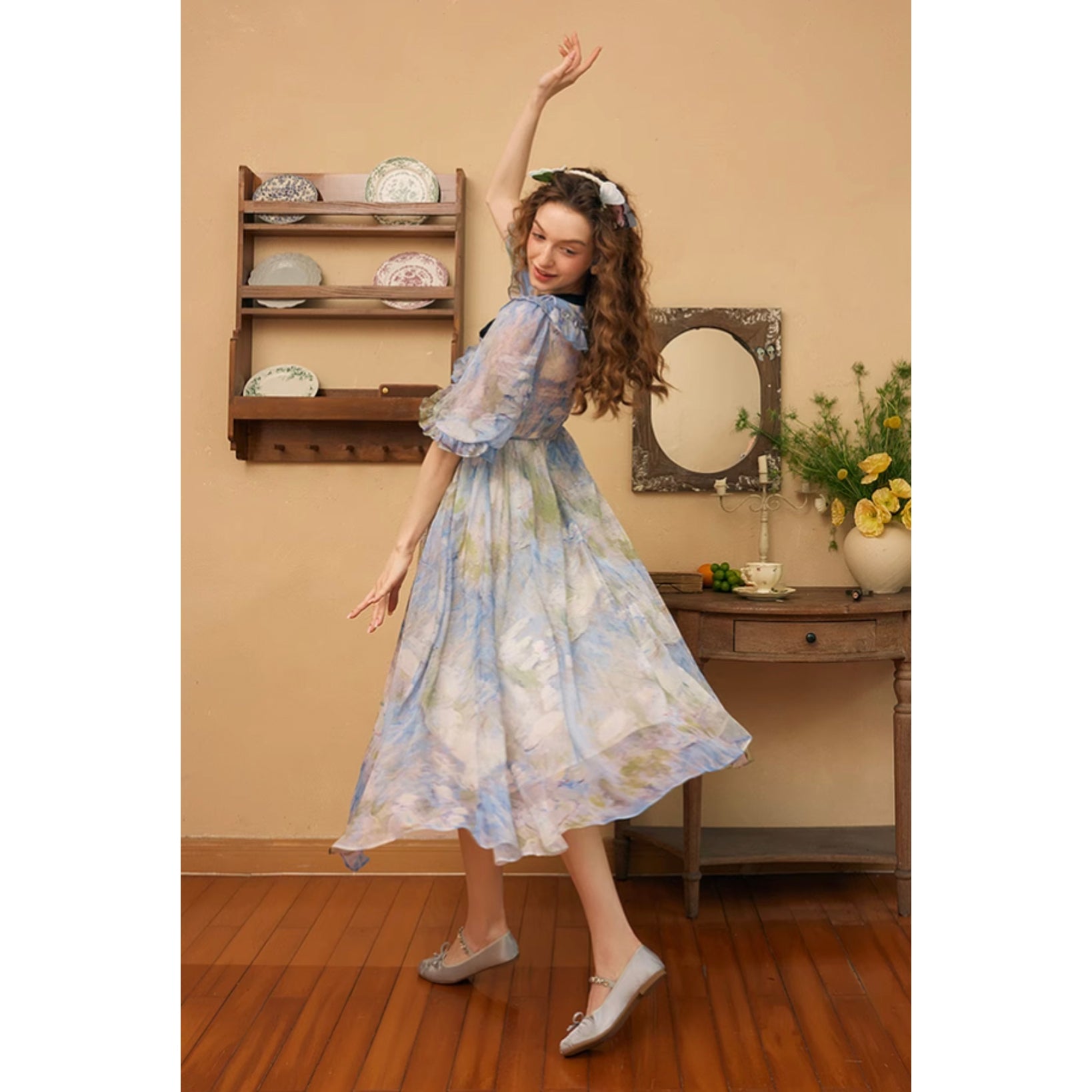 睡蓮の池の油彩画ワンピース – remulia