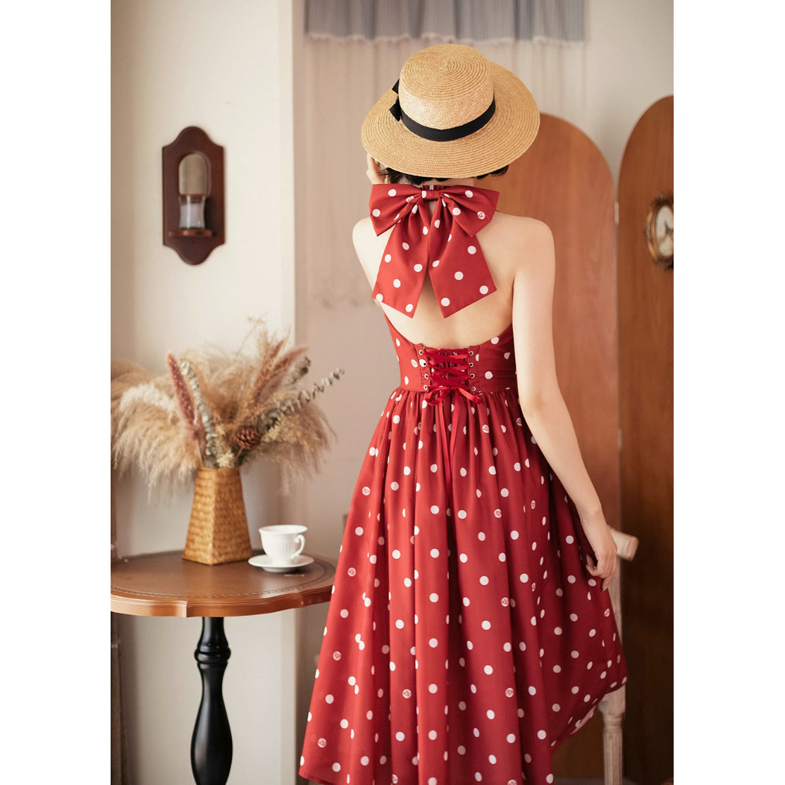 red polka dot dress movie Movie Actress Polka Dot Ribbon Dress