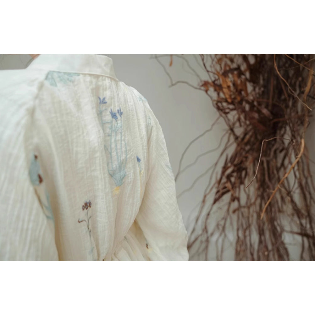 庭園の花の刺繍ヴィクトリアンワンピース