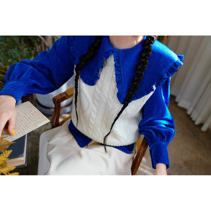 銀河の瑠璃色フリルカラーブラウス