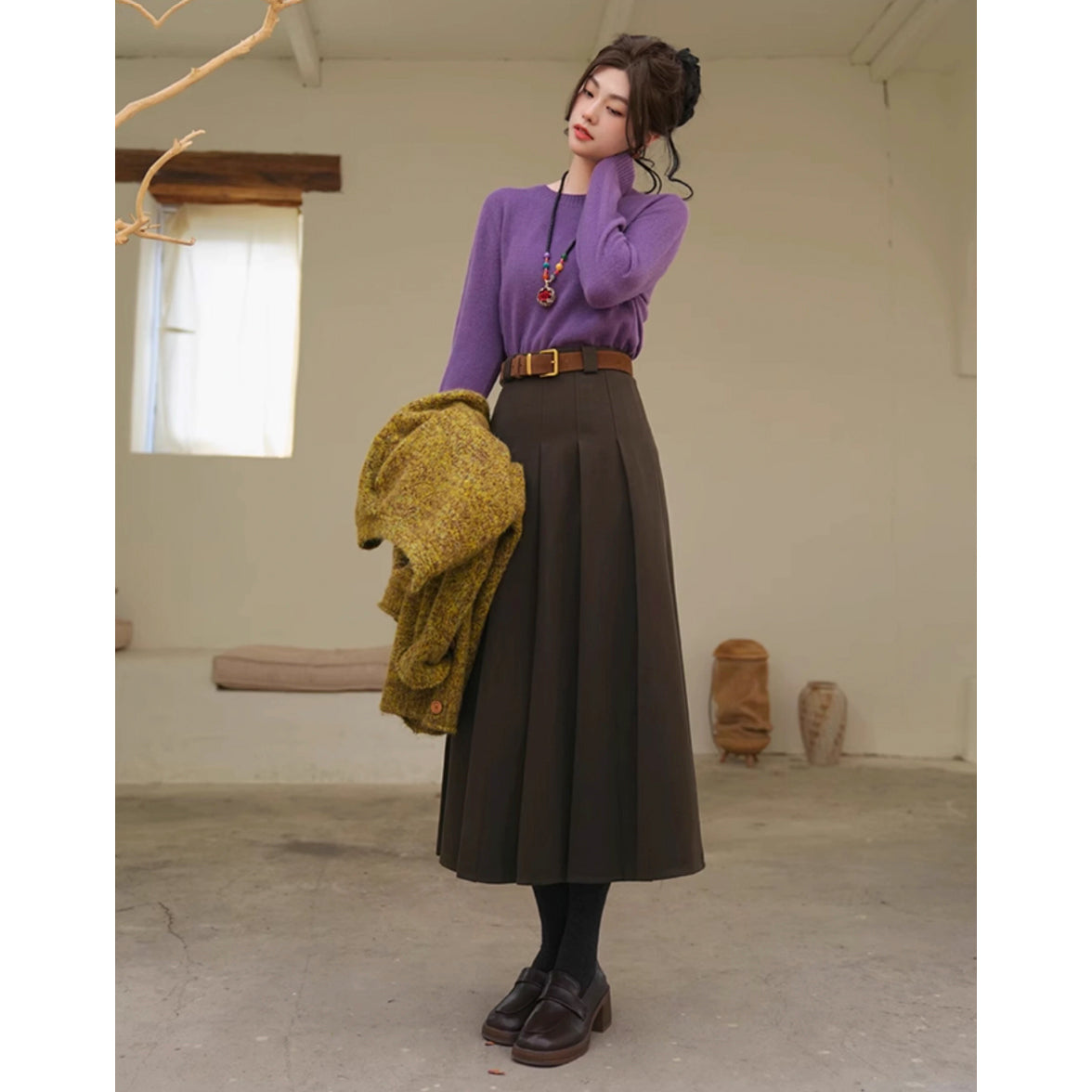 桔梗の花色ニットセーター